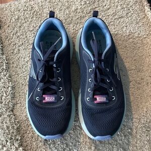 Skechers Navy with Light Blue and Pink Accent Walking Sneakers